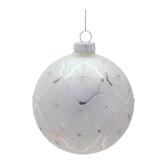 Melrose 4" Glass Ball Ornaments with Snowflake, 6ct.